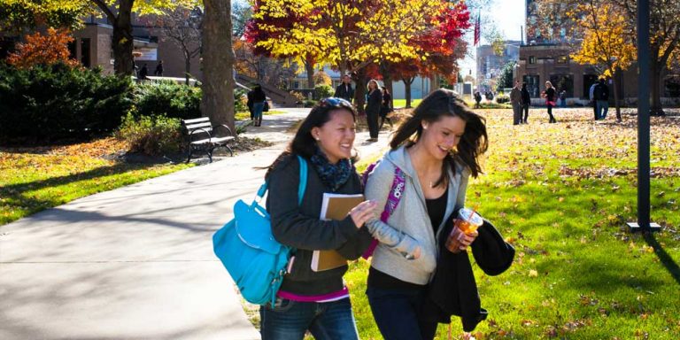 Students walking on campus